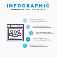 modelo de infográficos azul de educação na web de rede de navegador modelo de ícone de linha de vetor de 5 etapas