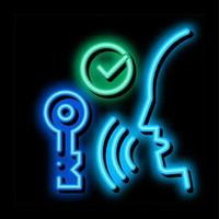 ilustração de ícone de brilho neon de controle de voz do sistema de segurança vetor
