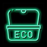 pacote de material ecológico para ilustração de ícone de brilho neon de comida de rua vetor