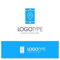 aplicativo móvel aplicativo móvel mapa de localização azul sólido logotipo com lugar para slogan vetor