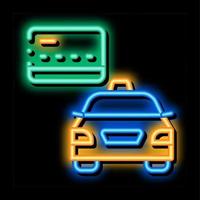 pagamento com cartão de crédito para serviços de táxi ilustração on-line do ícone de brilho neon vetor