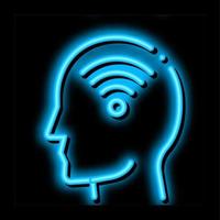 símbolo de wi-fi na ilustração de ícone de brilho neon de mente de silhueta de homem vetor