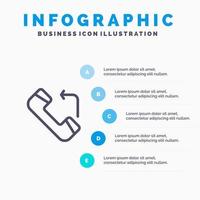 ícone de linha de entrada de chamada de resposta com fundo de infográficos de apresentação de 5 etapas vetor