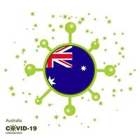 fundo de conscientização da bandeira do coronavius da austrália fique em casa fique saudável cuide de sua própria saúde ore pelo país vetor