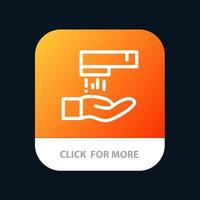 botão de aplicativo móvel de limpeza de lavagem à mão versão da linha android e ios vetor