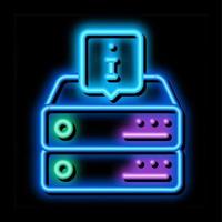 informações sobre o servidor para ilustração de ícone de brilho neon de aprendizado de máquina vetor