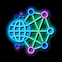 ilustração de ícone de brilho neon de aprendizado de máquina de rede mundial vetor