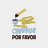 design de arte para impressão de adesivo de churros em fundo branco vetor