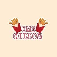 design de arte para impressão de adesivo de churros em fundo branco vetor