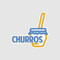 design de arte para impressão de adesivo de churros em fundo branco vetor