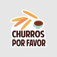 design de arte para impressão de adesivo de churros em fundo branco vetor