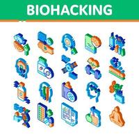 vetor de conjunto de ícones de elementos isométricos de biohacking