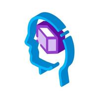 figura do cubo no ícone isométrico da mente da silhueta do homem vetor