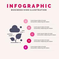 planta nuvem folha tecnologia ícone sólido infográficos 5 passos fundo de apresentação vetor
