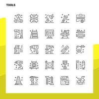 conjunto de ícones de linha de ferramentas conjunto 25 ícones design de estilo de minimalismo vetorial conjunto de ícones pretos pacote de pictograma linear vetor