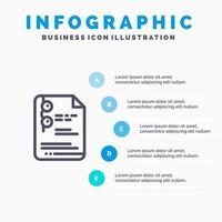 ícone de linha de educação escolar de documento de arquivo com fundo de infográficos de apresentação de 5 etapas vetor