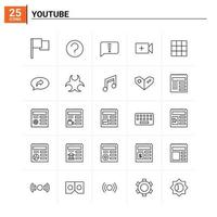 25 conjunto de ícones do youtube fundo vetorial vetor