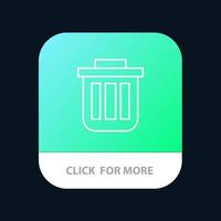 cesto de lixo lata recipiente caixote do lixo botão do aplicativo móvel do escritório versão da linha android e ios vetor