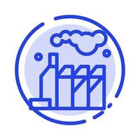 ícone de linha pontilhada azul de fábrica de poluição de energia vetor