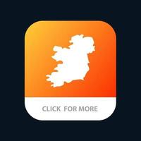 botão do aplicativo móvel da irlanda do mapa do mundo android e ios versão do glifo vetor