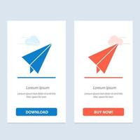 avião de papel de papel avião azul e vermelho baixe e compre agora modelo de cartão de widget da web vetor