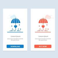 guarda-chuva seguro amor seguro azul e vermelho baixe e compre agora modelo de cartão de widget da web vetor