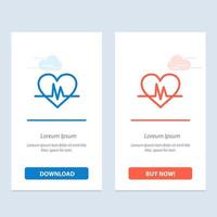 ecg coração batimento cardíaco pulso azul e vermelho baixe e compre agora modelo de cartão de widget da web vetor