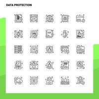 conjunto de conjunto de ícones de linha de proteção de dados 25 ícones vector design de estilo minimalista ícones pretos conjunto de pacote de pictograma linear
