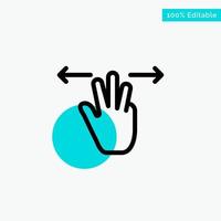 gestos mão móvel três dedos turquesa destaque círculo ponto vetor ícone