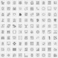 conjunto de 100 ícones de linha de negócios criativos vetor