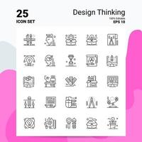 25 conjunto de ícones de pensamento de design 100 eps editáveis 10 arquivos de conceito de logotipo de negócios idéias de design de ícone de linha vetor