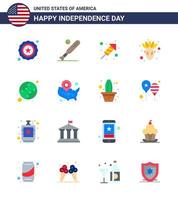 16 ícones criativos dos eua sinais modernos de independência e símbolos de 4 de julho dos estados trabalho de fogo americano ação de graças americano editável dia dos eua vetor elementos de design
