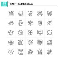 25 conjunto de ícones médicos e de saúde de fundo vetorial vetor