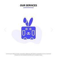 nossos serviços coelho páscoa coelho feriado ícone glifo sólido modelo de cartão web vetor