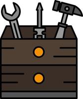 ferramentas de carpinteiro de caixa de ferramentas modelo de banner de ícone de vetor de ícone de cor plana