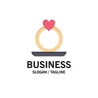 modelo de logotipo de negócios de proposta de coração de anel cor lisa vetor
