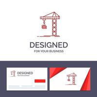 cartão de visita criativo e modelo de logotipo guindaste construção construção construção ilustração vetorial de torre vetor