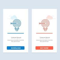 alvo de dardos objetivo solução lâmpada ideia azul e vermelho baixe e compre agora modelo de cartão de widget da web vetor