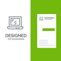 design web design de logotipo cinza laptop e modelo de cartão de visita vetor