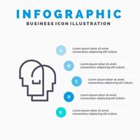 chapéu ícone de linha de sentimentos de empatia humana com fundo de infográficos de apresentação de 5 etapas vetor