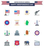 16 ícones criativos dos eua sinais modernos de independência e símbolos de 4 de julho dos homens estelares independência mão americana editáveis elementos de design vetorial do dia dos eua vetor