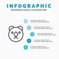 ícone de linha de predador de cabeça de urso com fundo de infográficos de apresentação de 5 etapas vetor