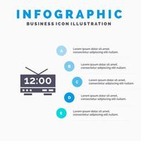 modelo de apresentação de infográficos de máquina do tempo elétrico de relógio apresentação de 5 etapas vetor