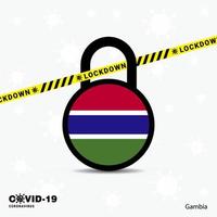 Gâmbia bloqueio modelo de conscientização sobre pandemia de coronavírus covid19 design de bloqueio vetor