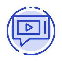 bate-papo serviço de vídeo ao vivo linha pontilhada azul linha ícone vetor
