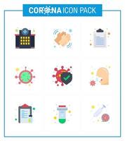 9 ilustrações vetoriais de pandemia de vírus corona de cor plana microorganismo lista seca de coronavírus viral coronavírus 2019nov elementos de design de vetor de doença