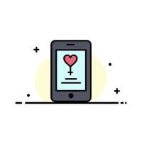 modelo de banner de vetor de ícone cheio de linha plana de negócios de amante de amor móvel de aplicativo