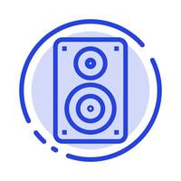 monitor de alto-falante wi-fi de áudio ícone de linha pontilhada azul profissional vetor