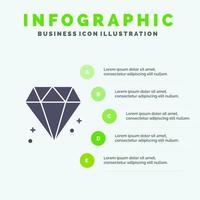 diamante Canadá jóia sólido ícone infográficos 5 passos fundo de apresentação vetor