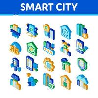 vetor de conjunto de ícones isométricos de tecnologia de cidade inteligente